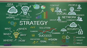 Strategy concepts on chalk board